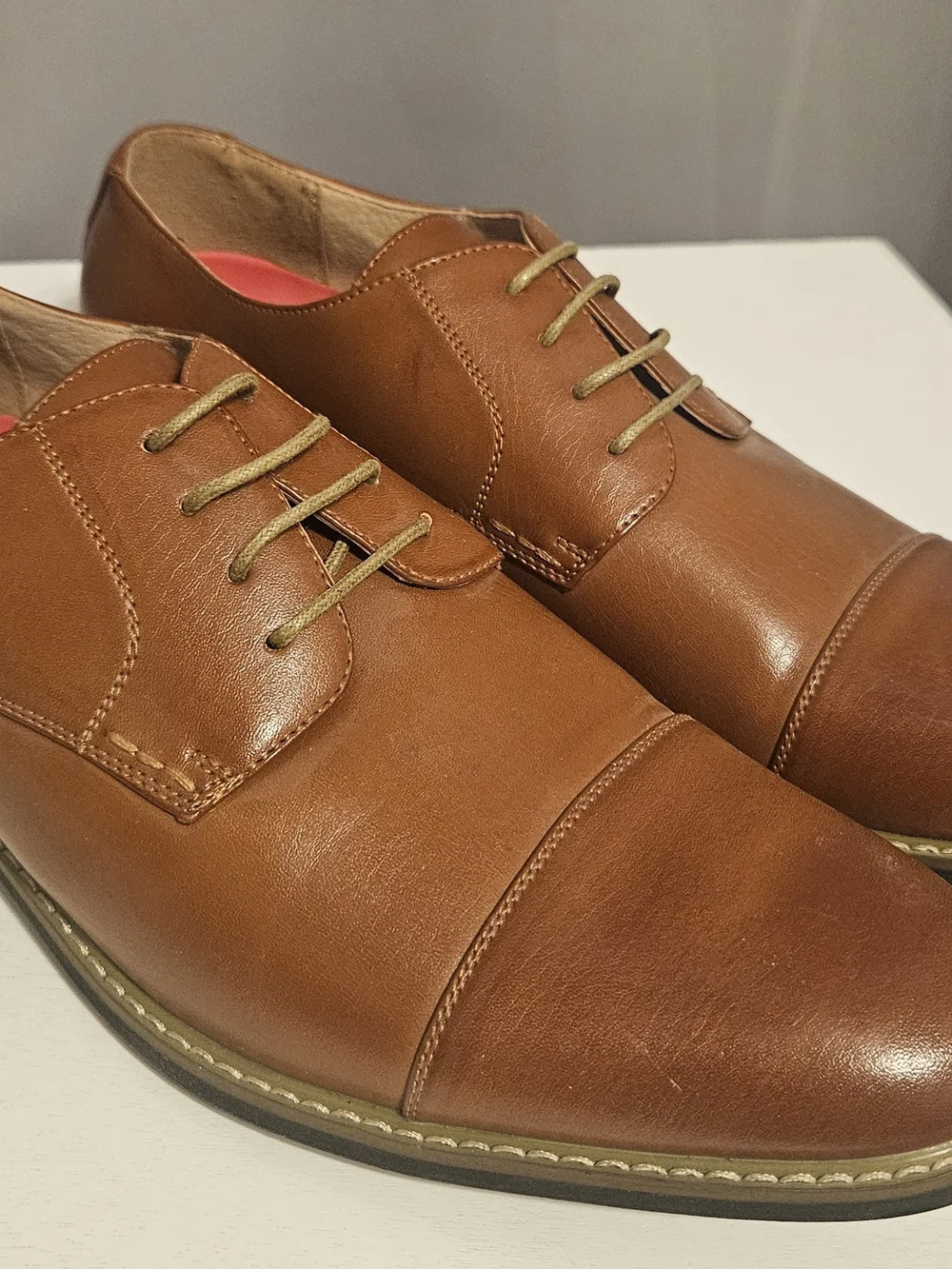Classic Tan Leather Cap-Toe Formal Oxford Shoes